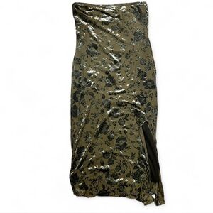 See You Monday Olive Floral Strapless Dress